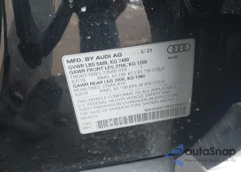 2021 Audi Q5 Premium Plus 45 Tfsi Quattro S Tronic z USA, uszkodzony, nr VIN WA1BAAFY5M2105551